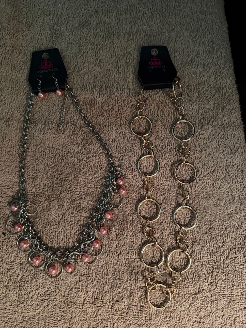 paparazzi Silver-Tone Chain Necklace with Pink Pearl Accents